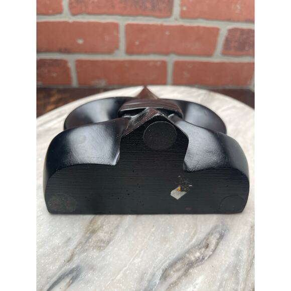 Vintage Black Fleur De Lis Statue Bookend Heavy Wood French Decor 9.5" Gothic - Picture 5 of 6